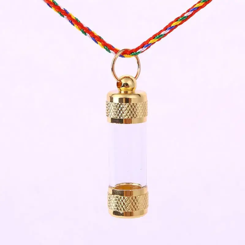 Transparent Gabu Amulet Tube Pendant with Cinnabar Cap