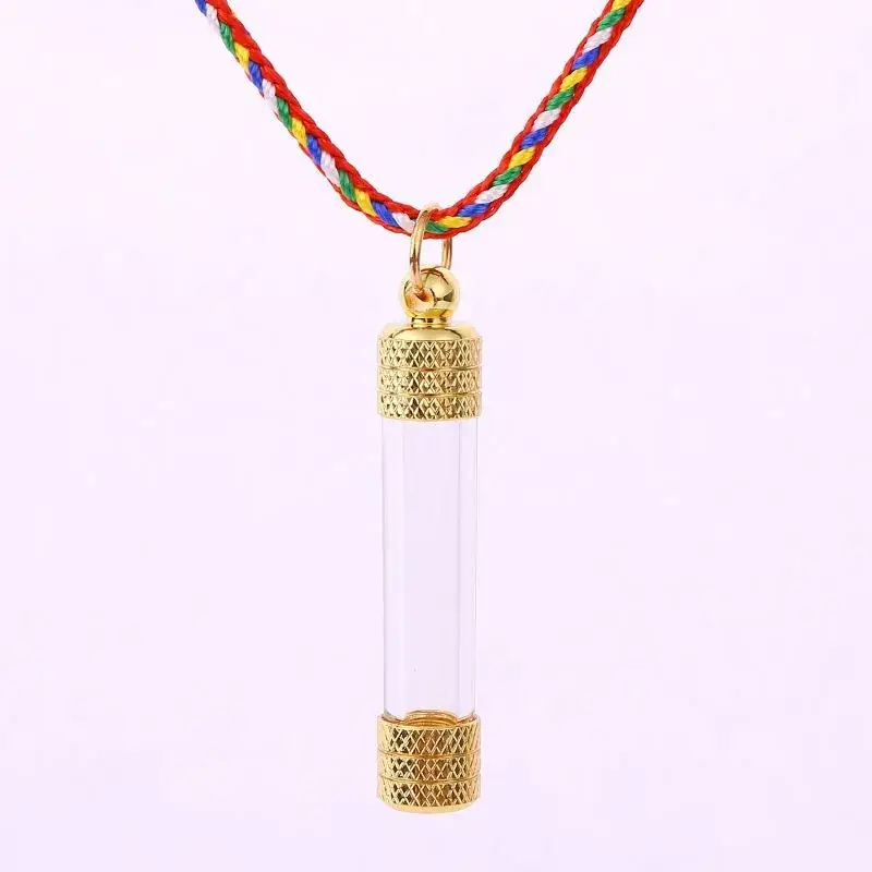 Transparent Gabu Amulet Tube Pendant with Cinnabar Cap