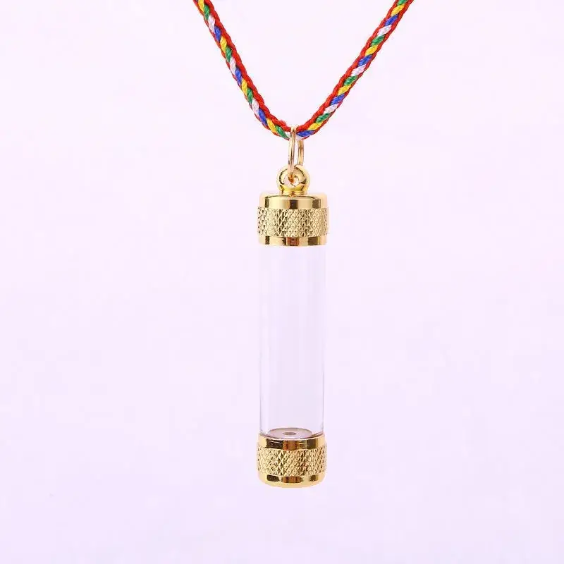Transparent Gabu Amulet Tube Pendant with Cinnabar Cap