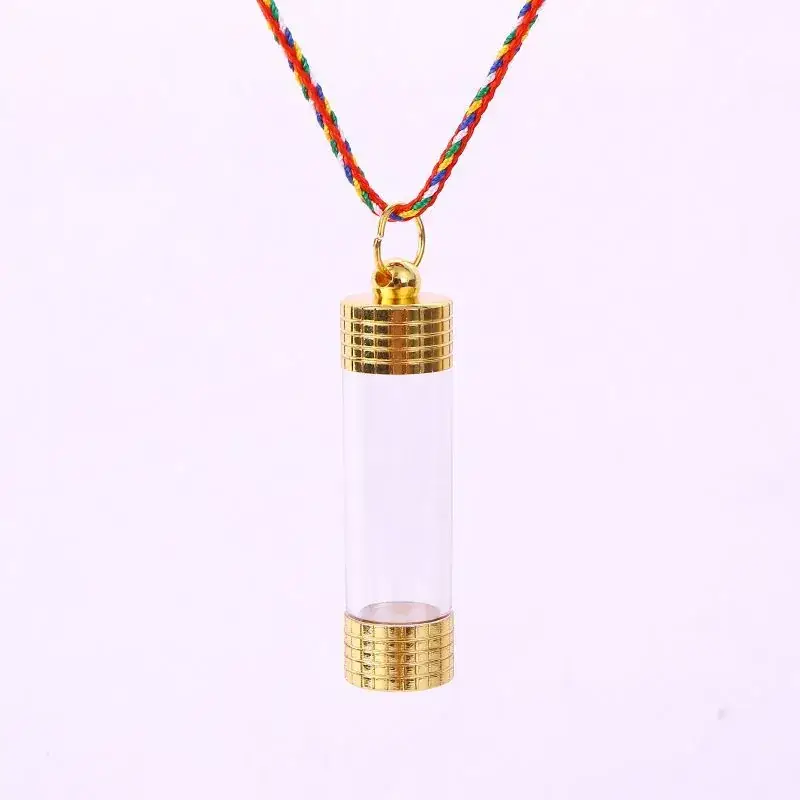 Transparent Gabu Amulet Tube Pendant with Cinnabar Cap