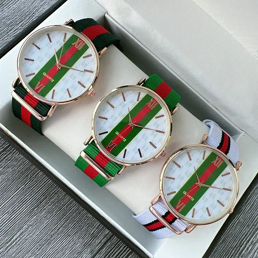 Green Red Nylon Strap Watch for Women - Image 18