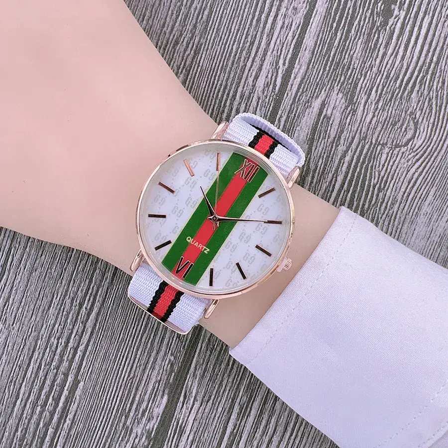 Green Red Nylon Strap Watch for Women - Image 10