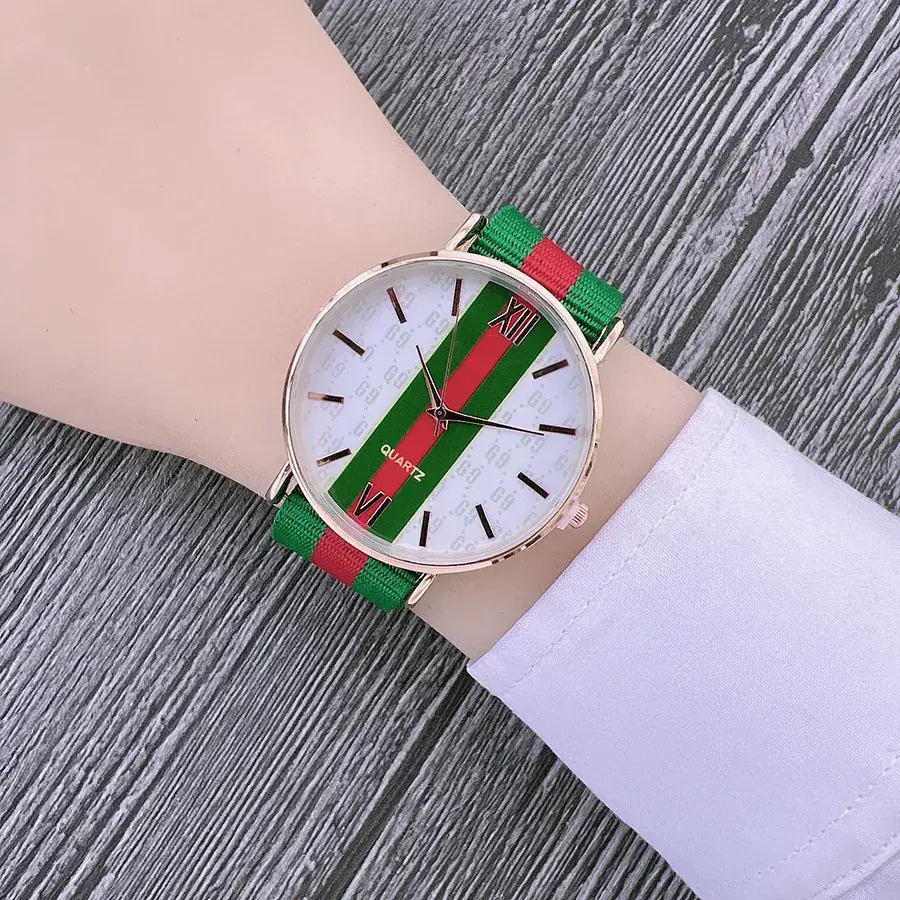Green Red Nylon Strap Watch for Women - Image 11
