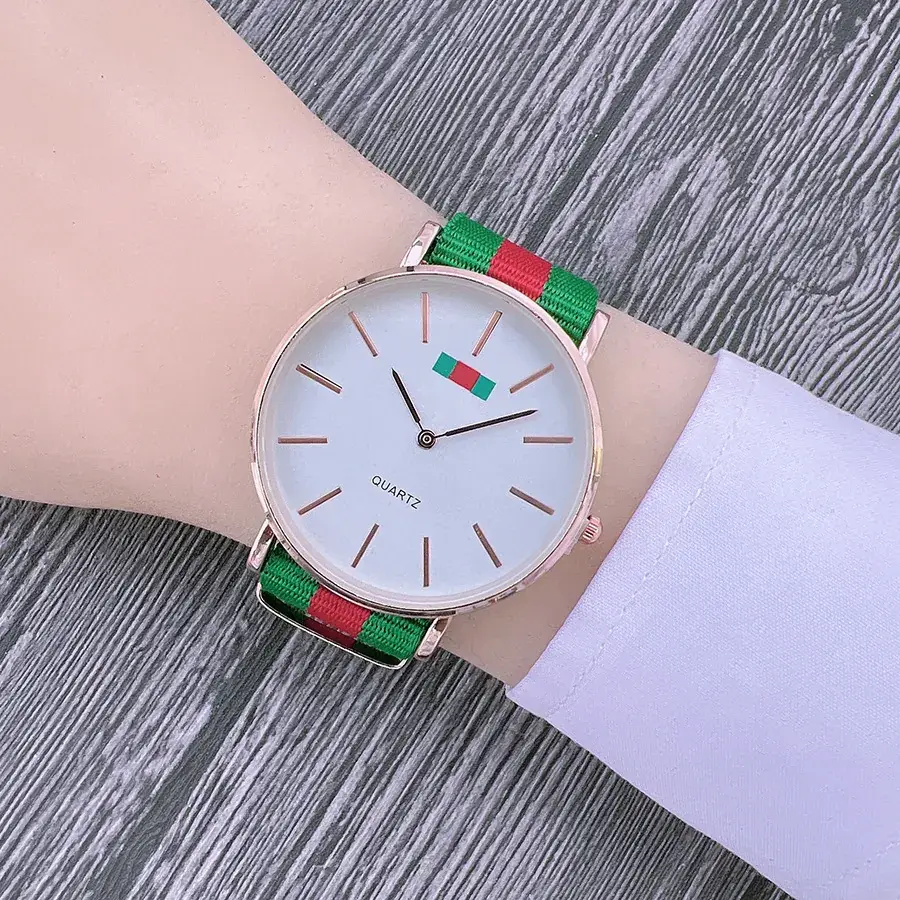 Green Red Nylon Strap Watch for Women - Image 3