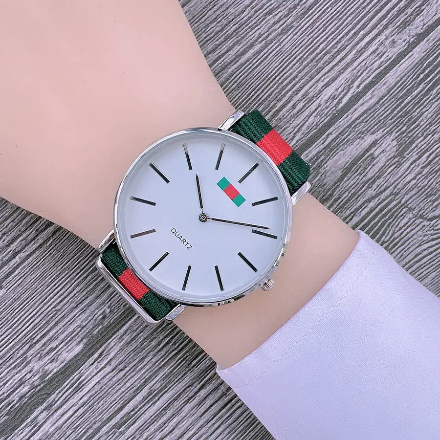 Green Red Nylon Strap Watch for Women - Image 4