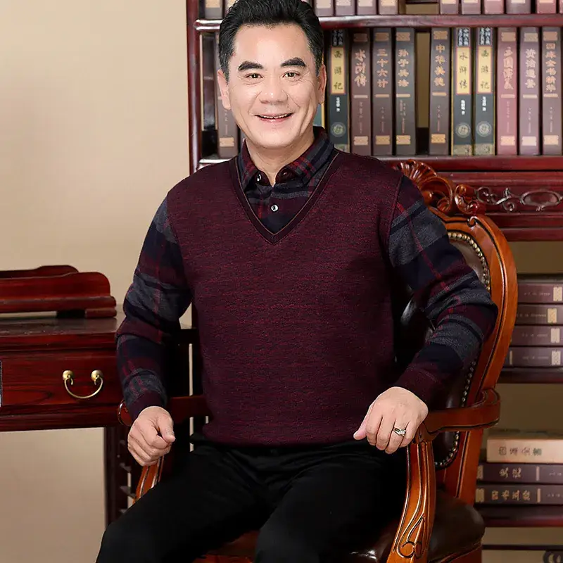 Winter Fleece Lined T-Shirt for Men Maroon - Image 5