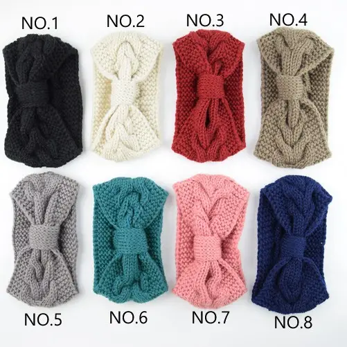 Blue Knitted Twist Bow Woolen Headband for Women - Image 16