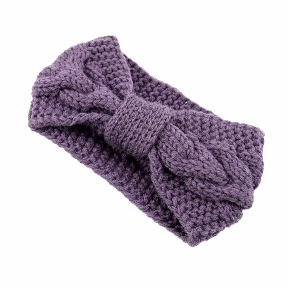 Blue Knitted Twist Bow Woolen Headband for Women - Image 12