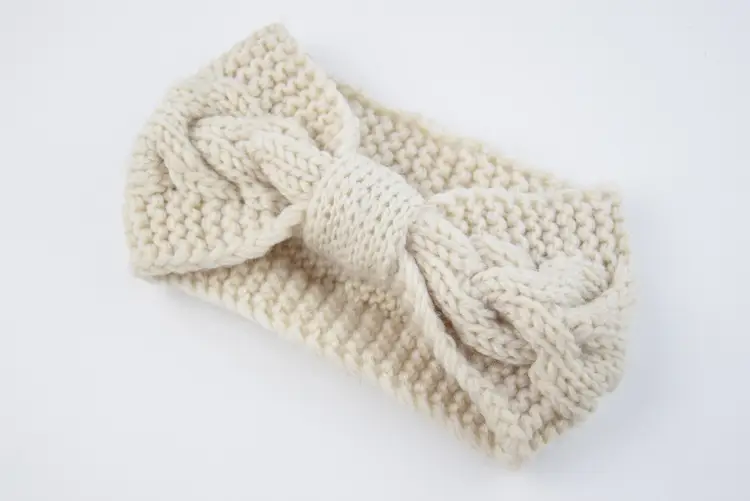 Blue Knitted Twist Bow Woolen Headband for Women - Image 2