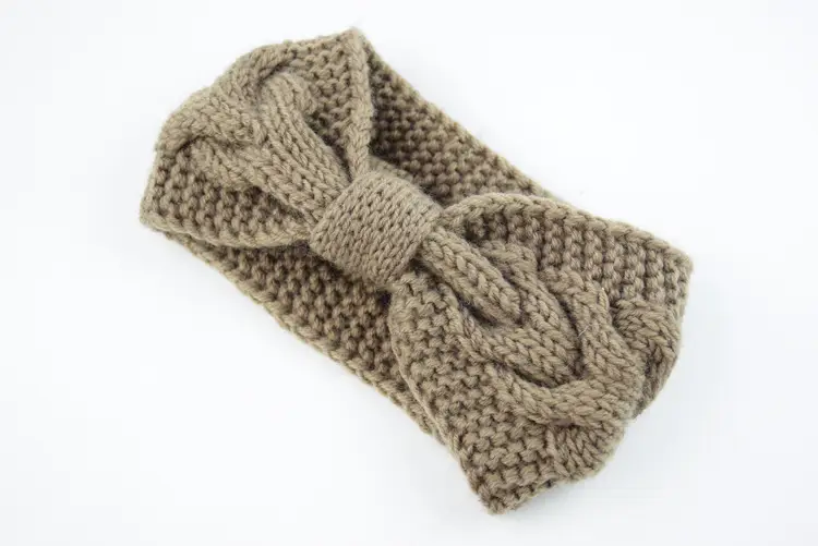 Blue Knitted Twist Bow Woolen Headband for Women - Image 4