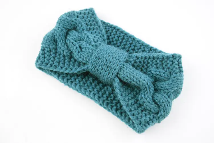 Blue Knitted Twist Bow Woolen Headband for Women - Image 6
