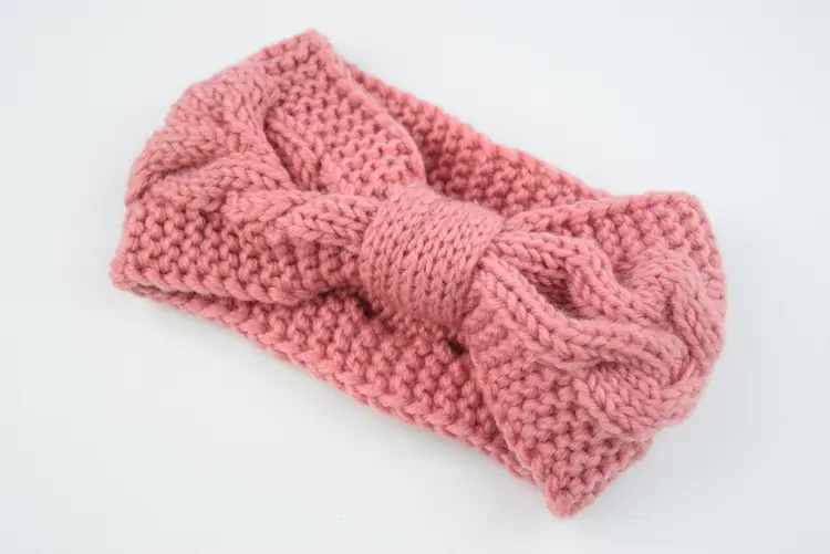 Blue Knitted Twist Bow Woolen Headband for Women - Image 7