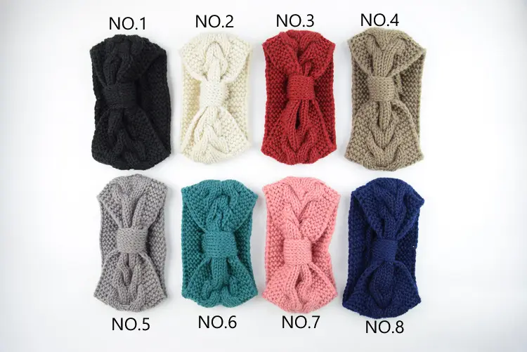Blue Knitted Twist Bow Woolen Headband for Women - Image 9