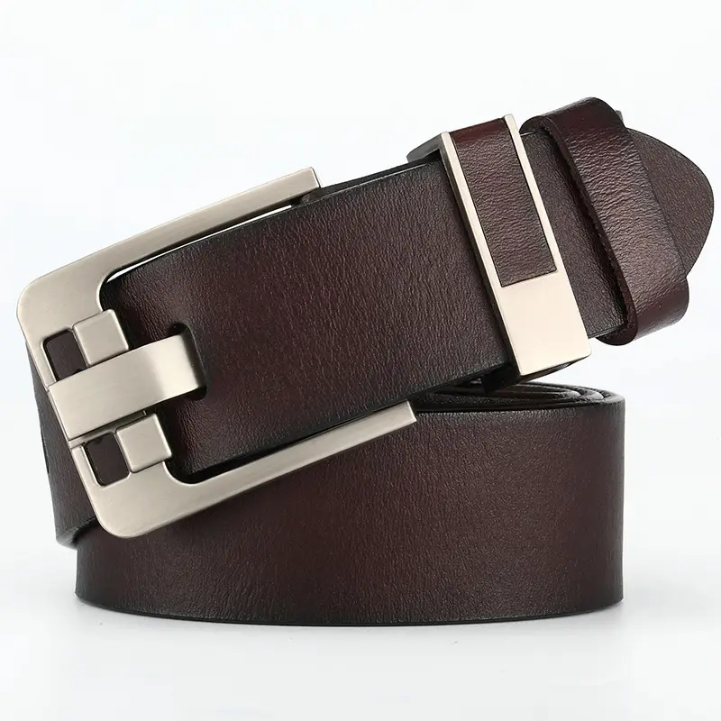 Men's Brown Leather Belt with Silver Buckle - Image 6