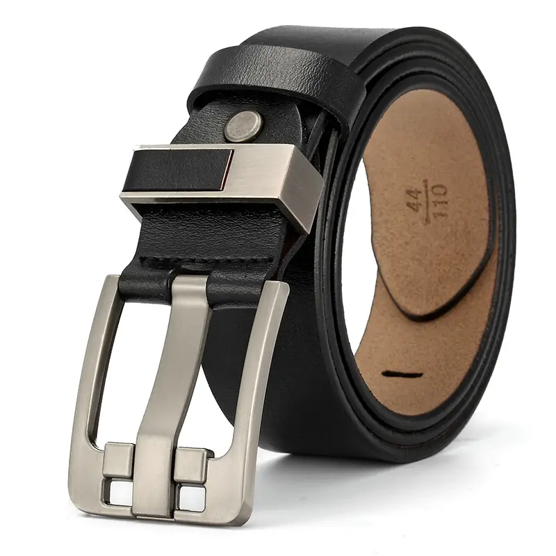 Men's Brown Leather Belt with Silver Buckle