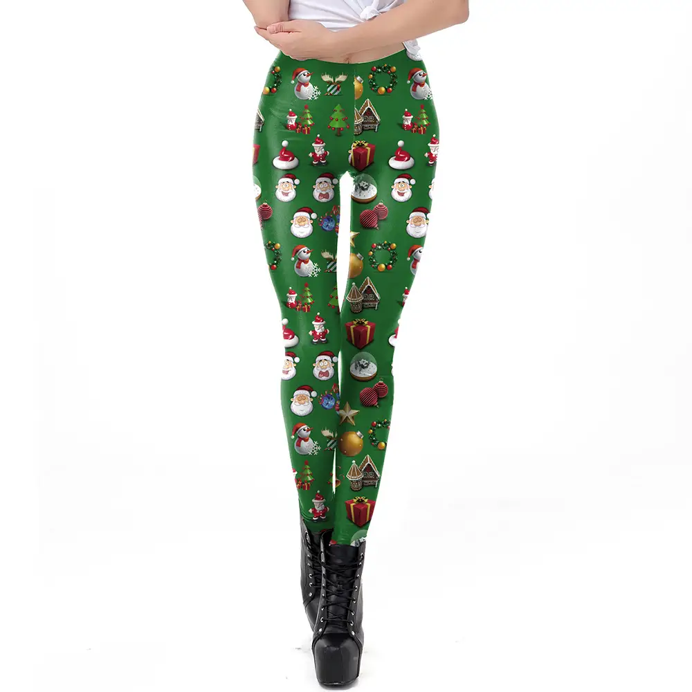 2024 Digital Printed Elastic Leggings Women Red Floral - Image 12