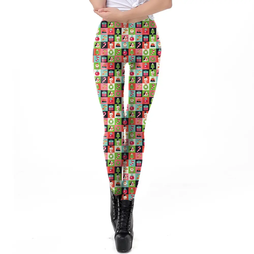2024 Digital Printed Elastic Leggings Women Red Floral - Image 15