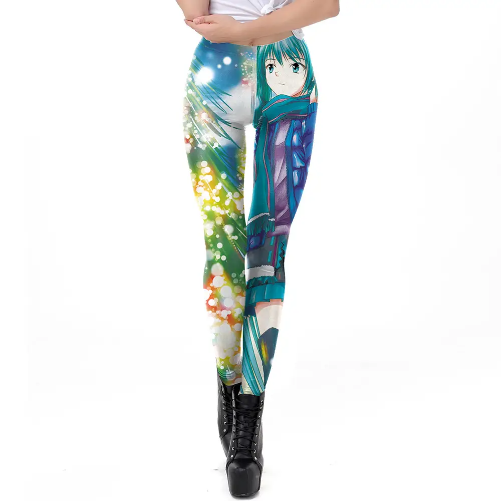 2024 Digital Printed Elastic Leggings Women Red Floral - Image 16