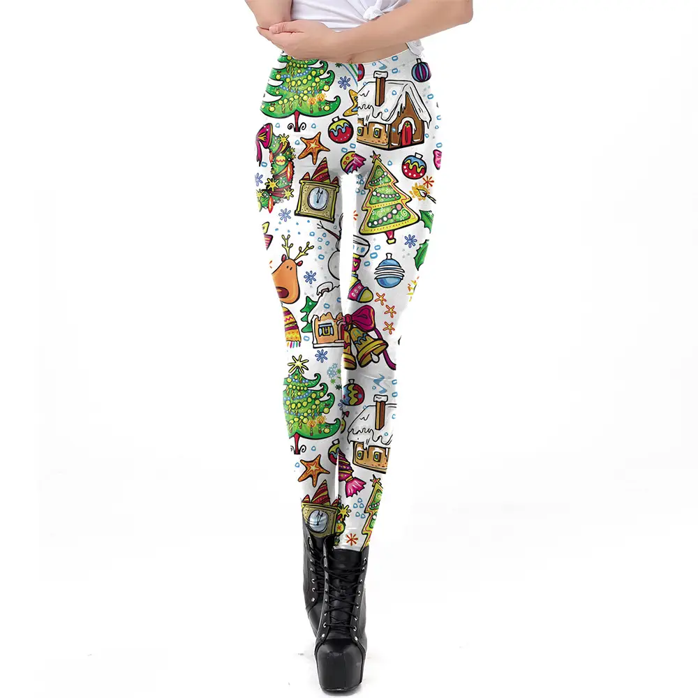 2024 Digital Printed Elastic Leggings Women Red Floral - Image 17