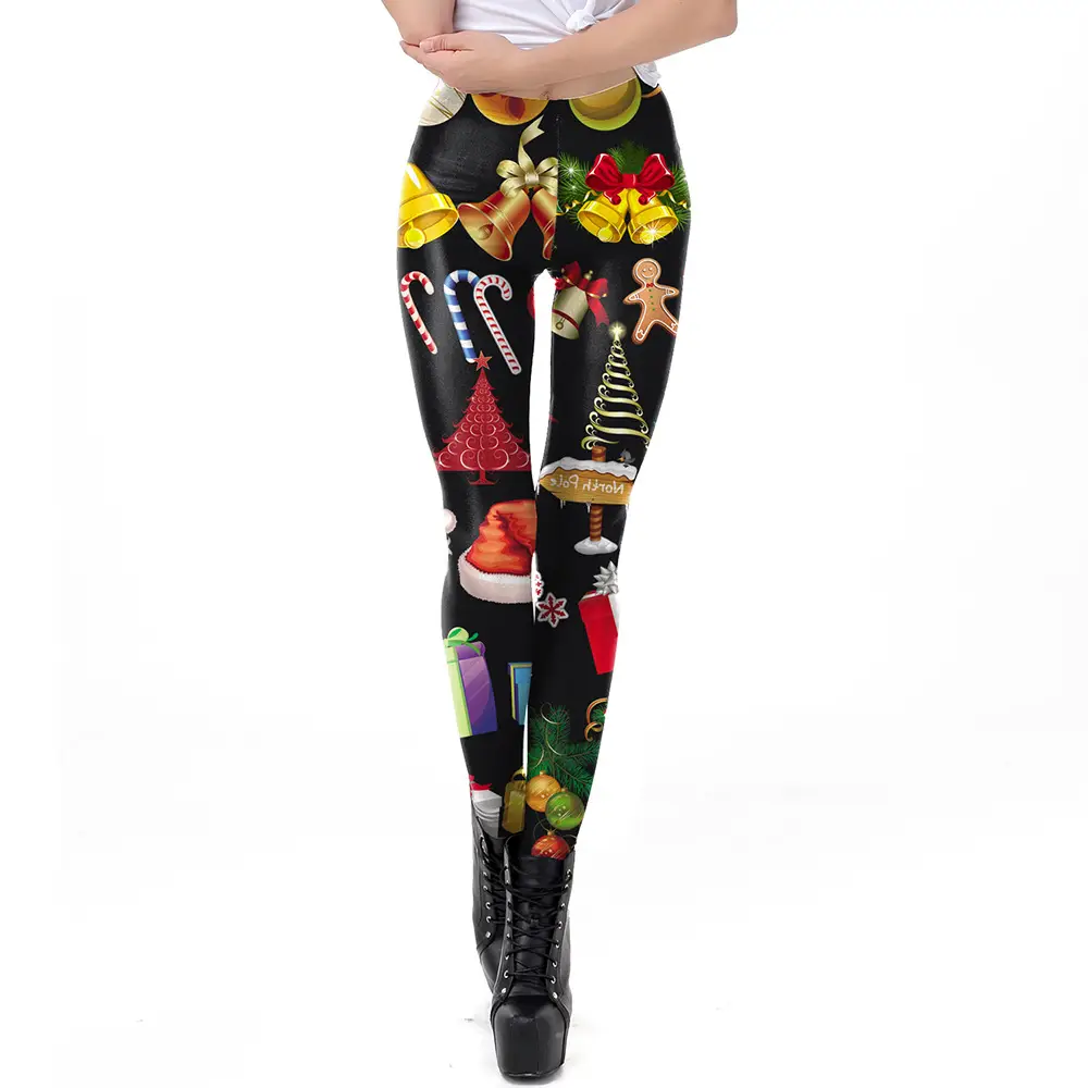 2024 Digital Printed Elastic Leggings Women Red Floral - Image 18