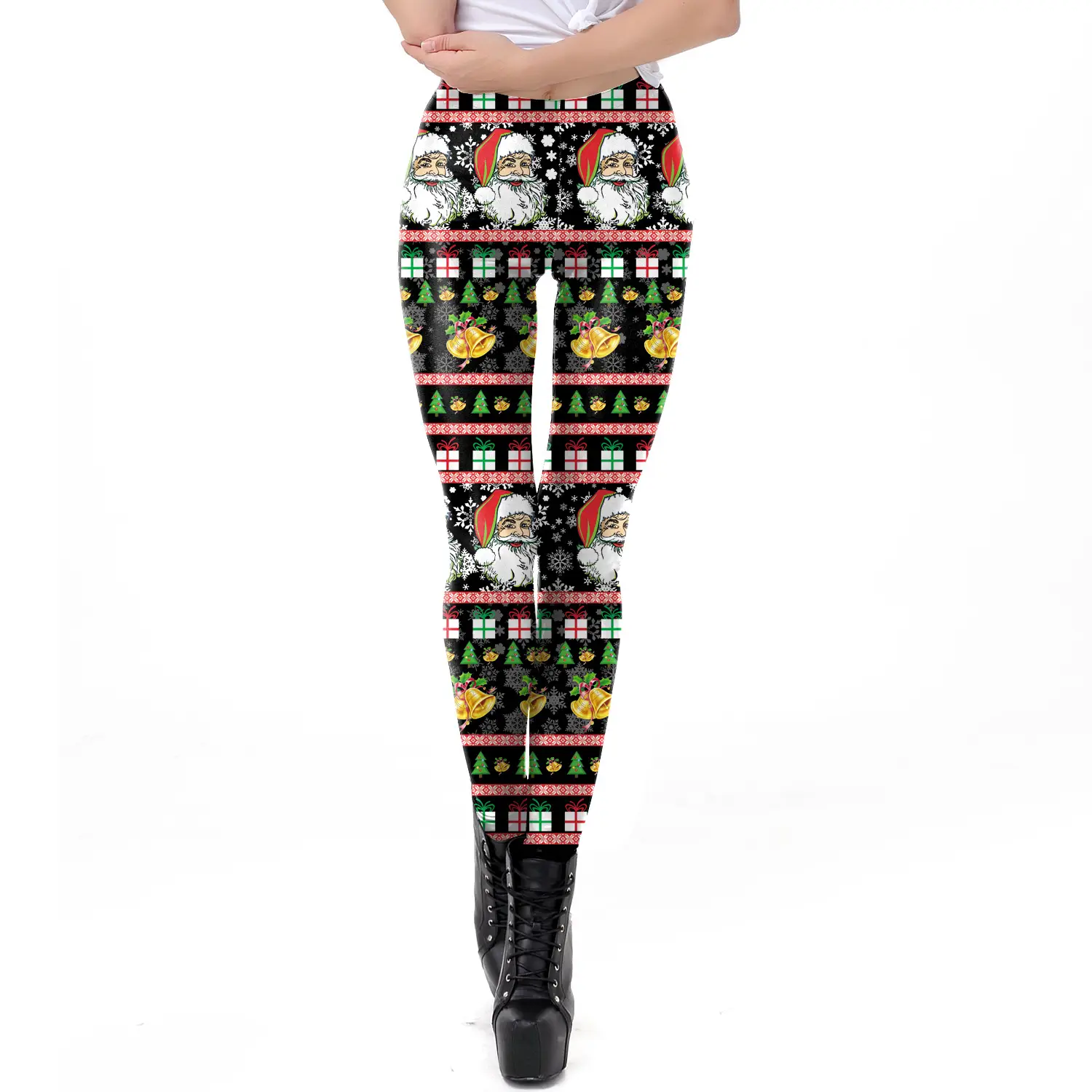 2024 Digital Printed Elastic Leggings Women Red Floral - Image 2