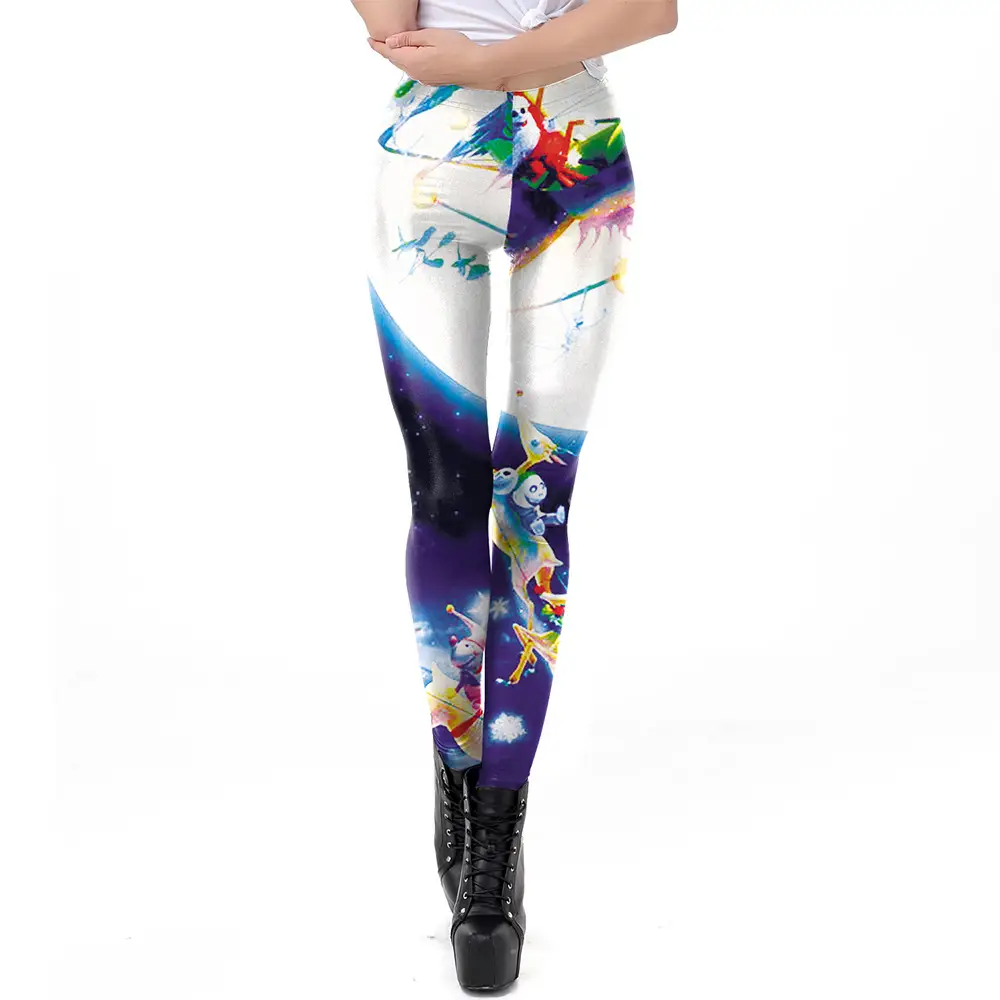 2024 Digital Printed Elastic Leggings Women Red Floral - Image 23