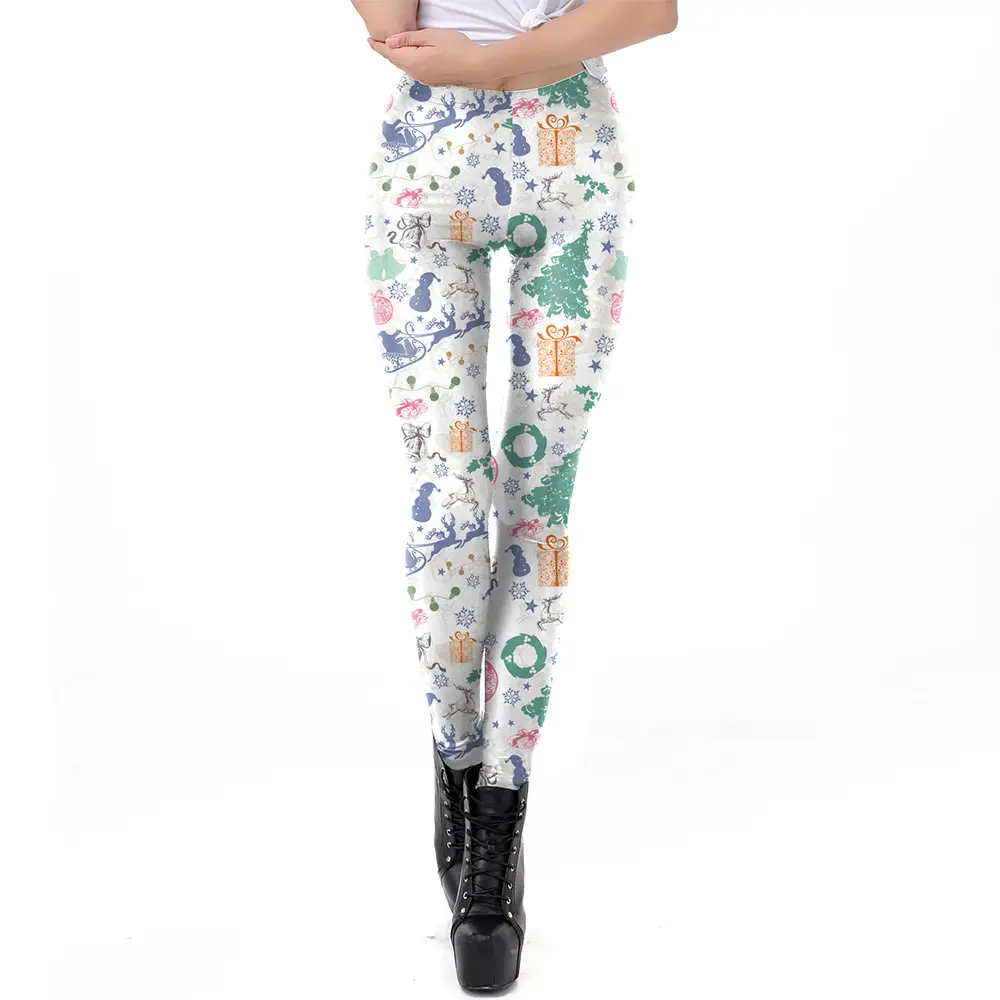 2024 Digital Printed Elastic Leggings Women Red Floral - Image 26