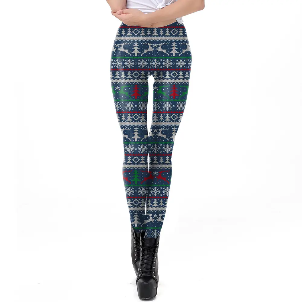 2024 Digital Printed Elastic Leggings Women Red Floral - Image 27