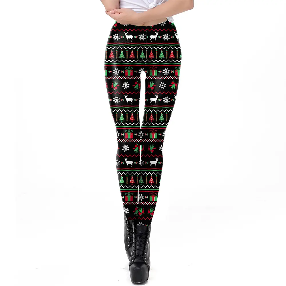 2024 Digital Printed Elastic Leggings Women Red Floral - Image 29
