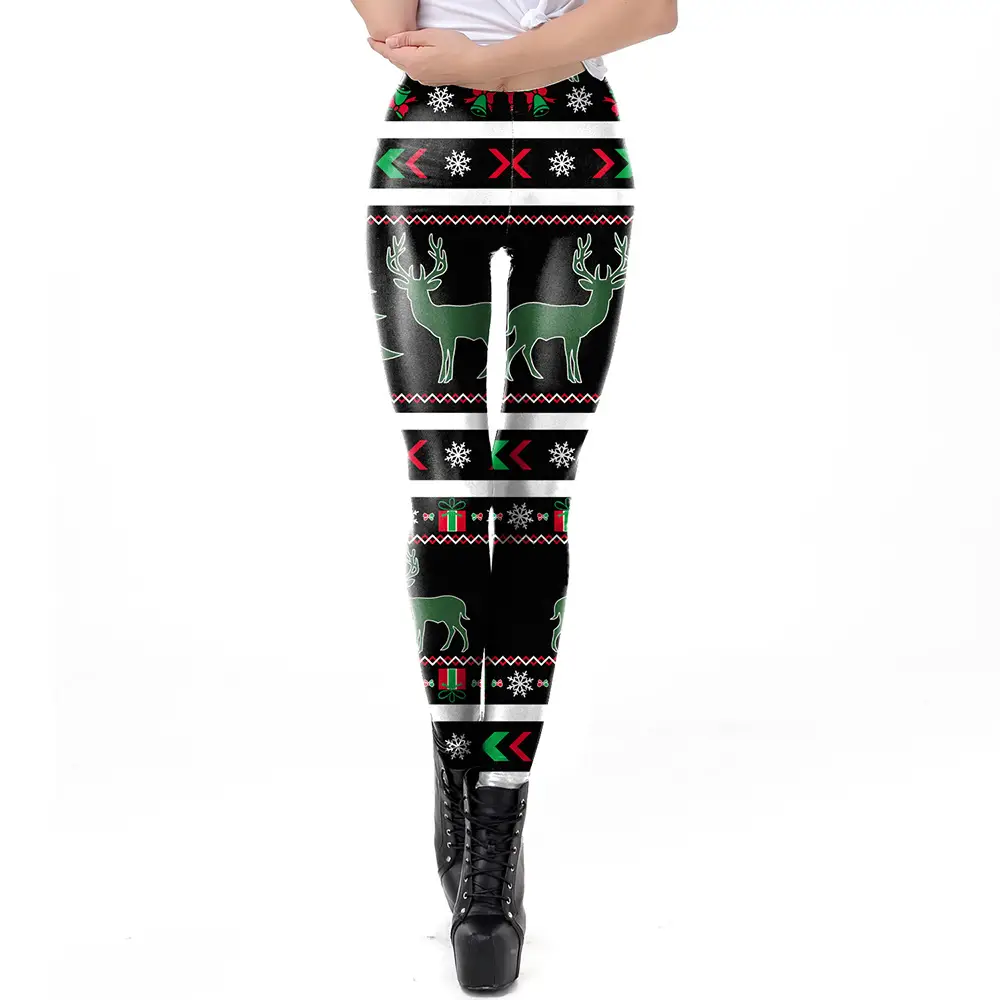 2024 Digital Printed Elastic Leggings Women Red Floral - Image 30