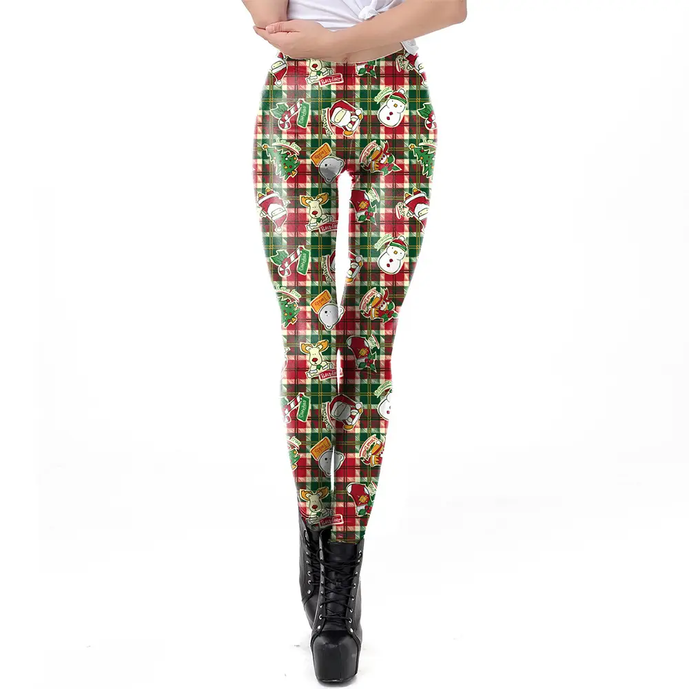 2024 Digital Printed Elastic Leggings Women Red Floral - Image 36