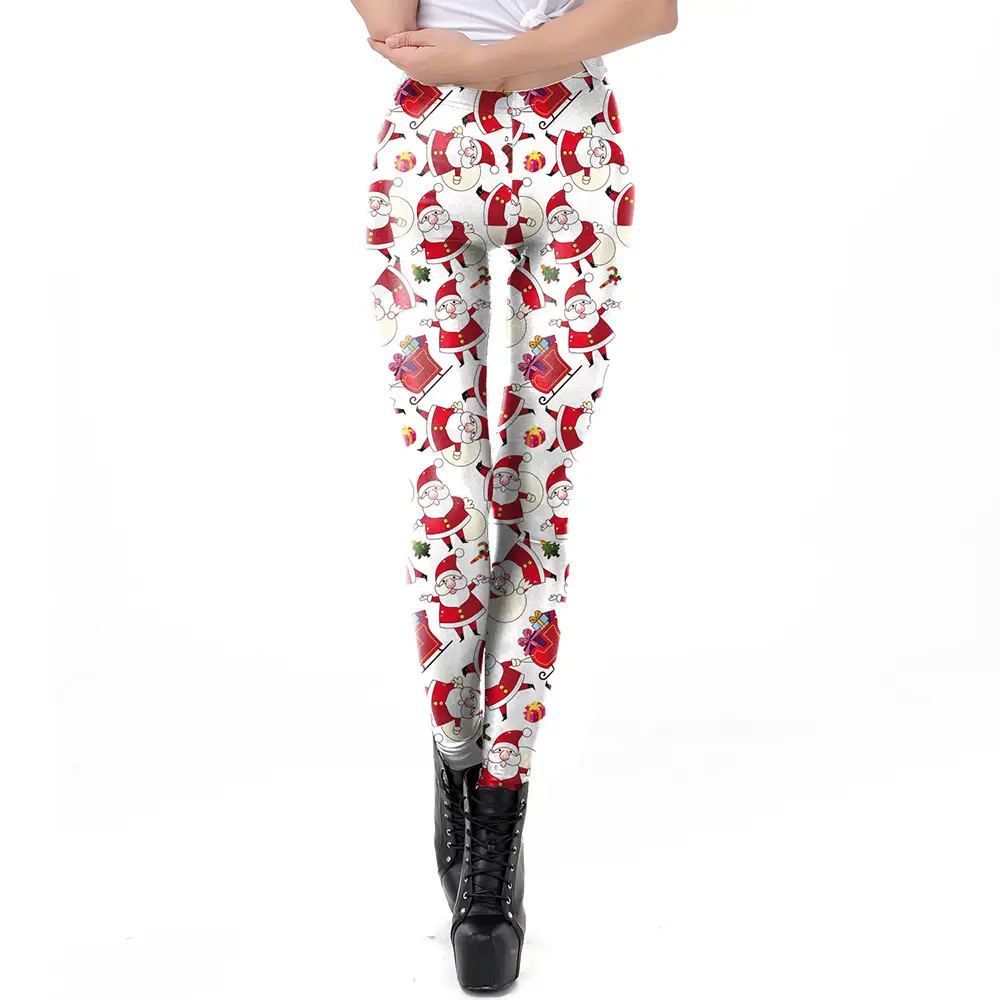 2024 Digital Printed Elastic Leggings Women Red Floral - Image 39