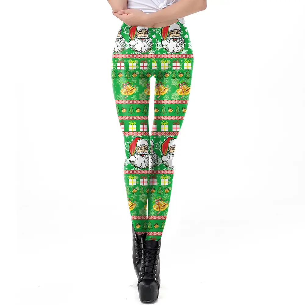 2024 Digital Printed Elastic Leggings Women Red Floral - Image 4