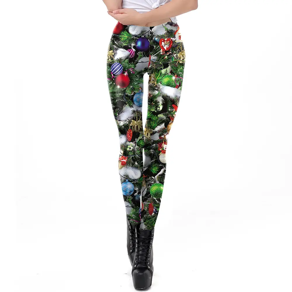 2024 Digital Printed Elastic Leggings Women Red Floral - Image 6