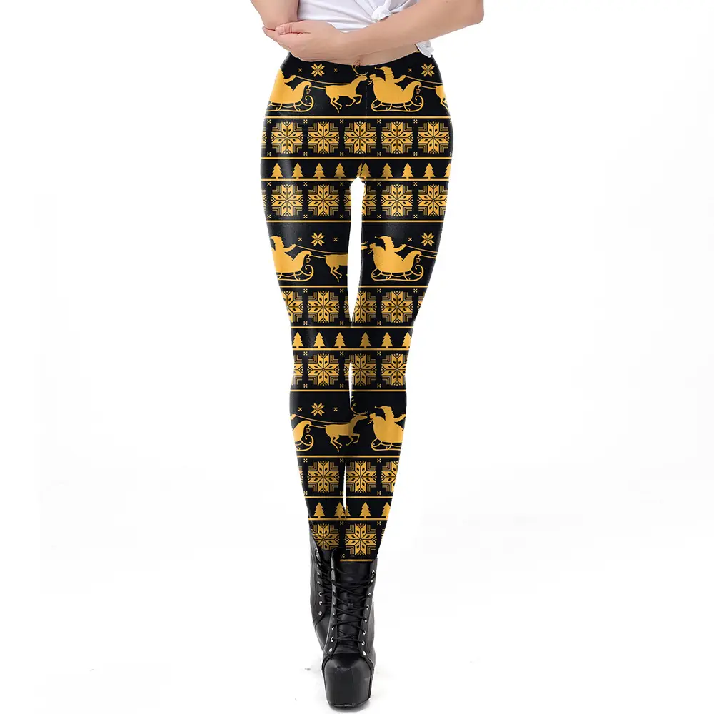2024 Digital Printed Elastic Leggings Women Red Floral - Image 8
