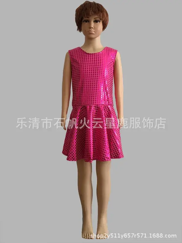 Girls Polka Dot Sequin Skirt Dress Large - Image 4