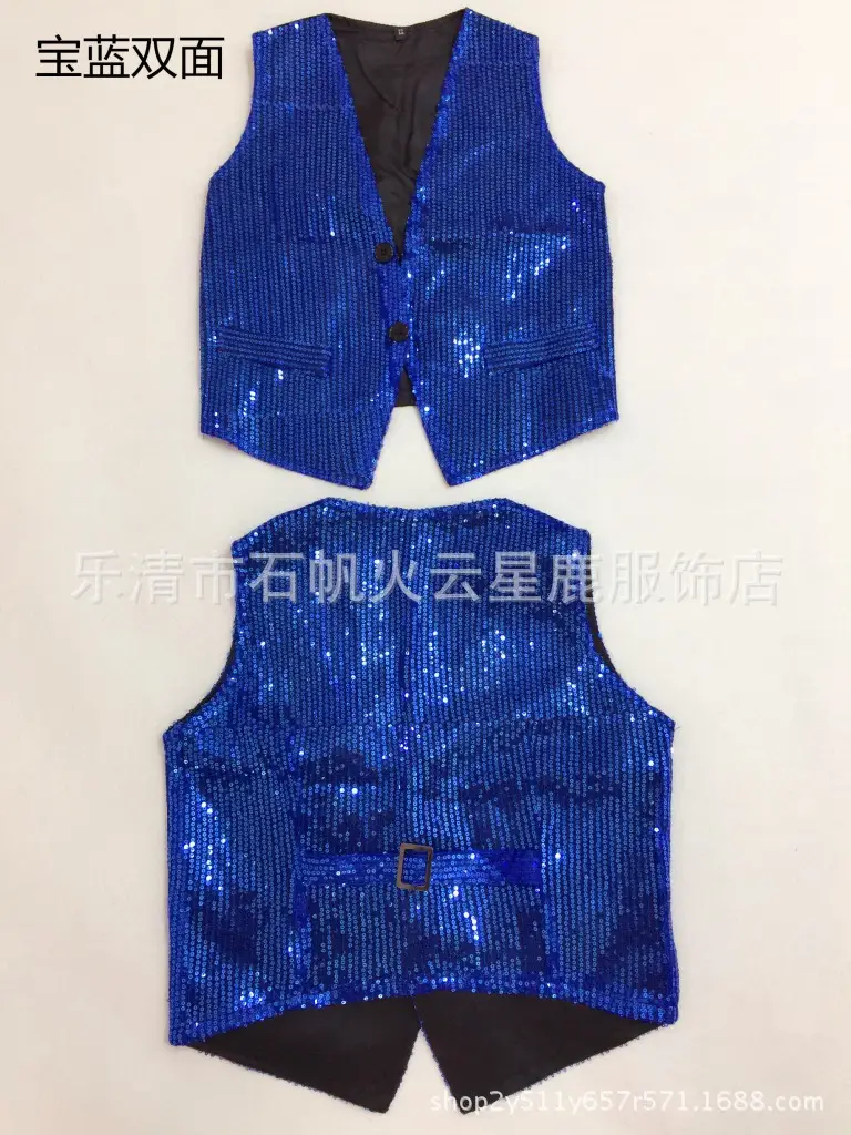 Silver Sequined Vest for Men Women Collective Stage Performance - Image 4