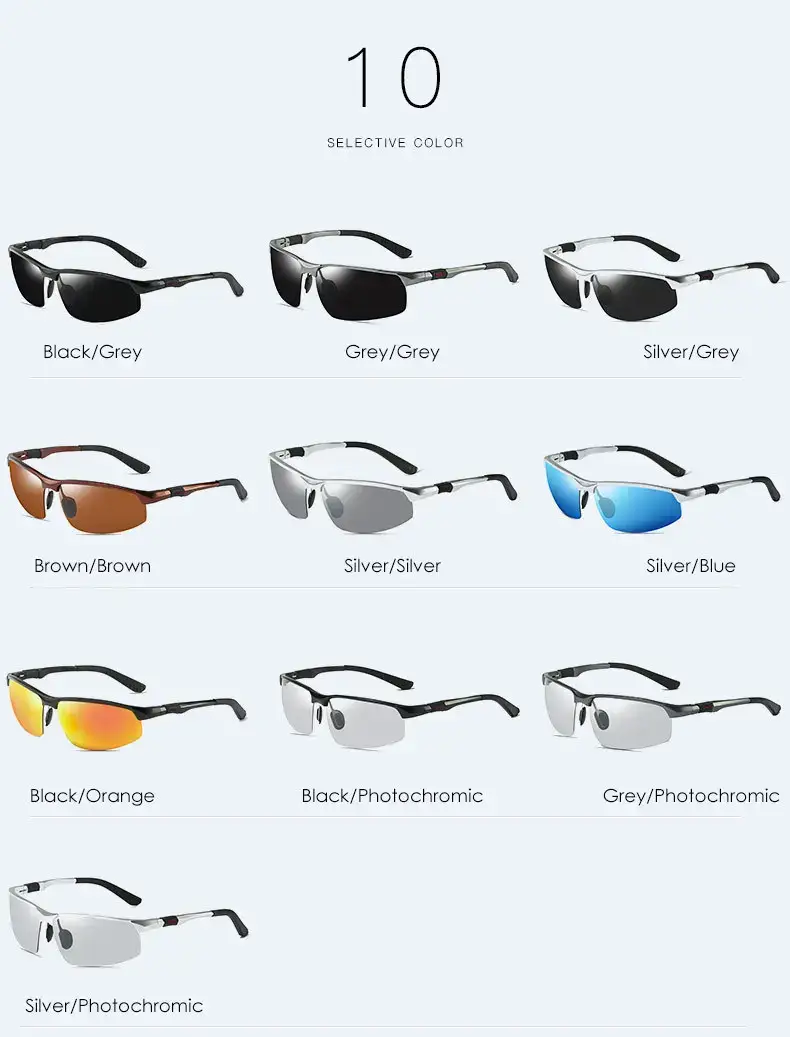 Men Polarized Sunglasses Blue Mirror Aluminum Magnesium Sports Riding — feature 7