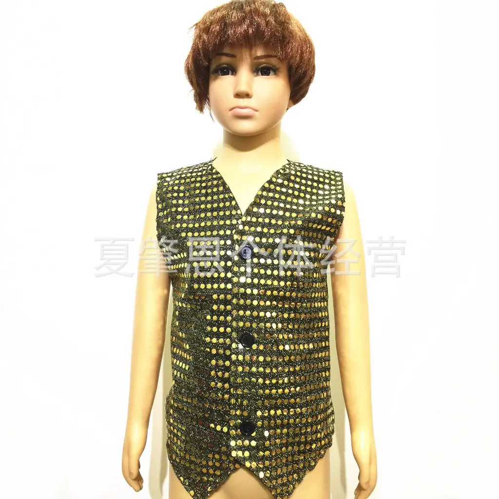 Black Sequin Patch Vest for Girls - Image 12