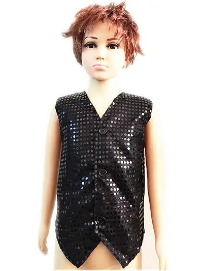 Black Sequin Patch Vest for Girls - Image 2