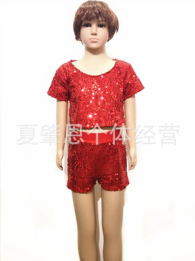 Children's Sequined T-Shirt Top Festival Chorus Dance Wear - Image 10