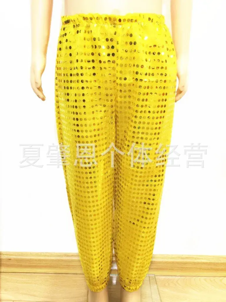 Blue Sequin Long Pants for Boys Girls Hip Hop Dance