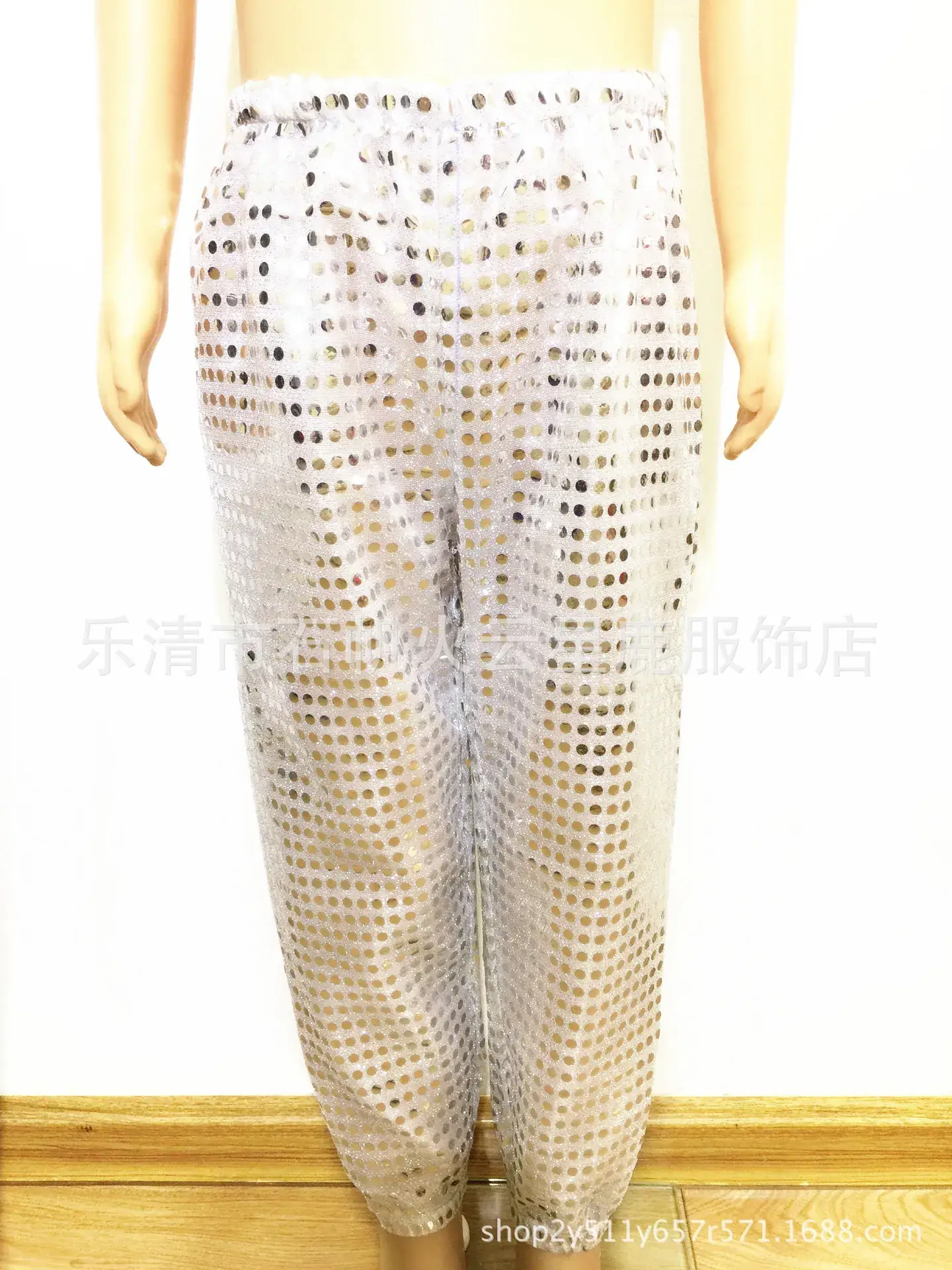 Blue Sequin Long Pants for Boys Girls Hip Hop Dance
