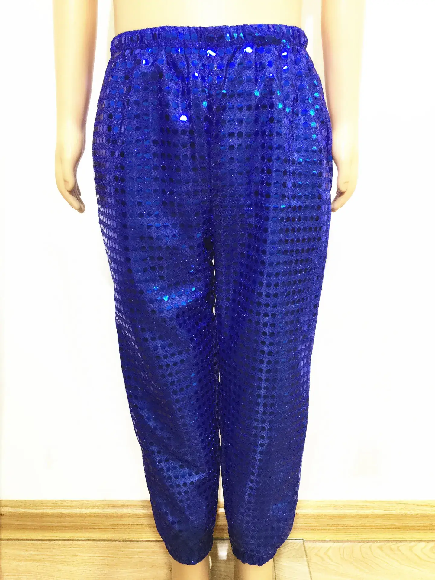 Blue Sequin Long Pants for Boys Girls Hip Hop Dance