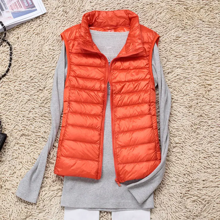 Women's Maroon Puffer Vest Slim Fit Korean Style - Image 19