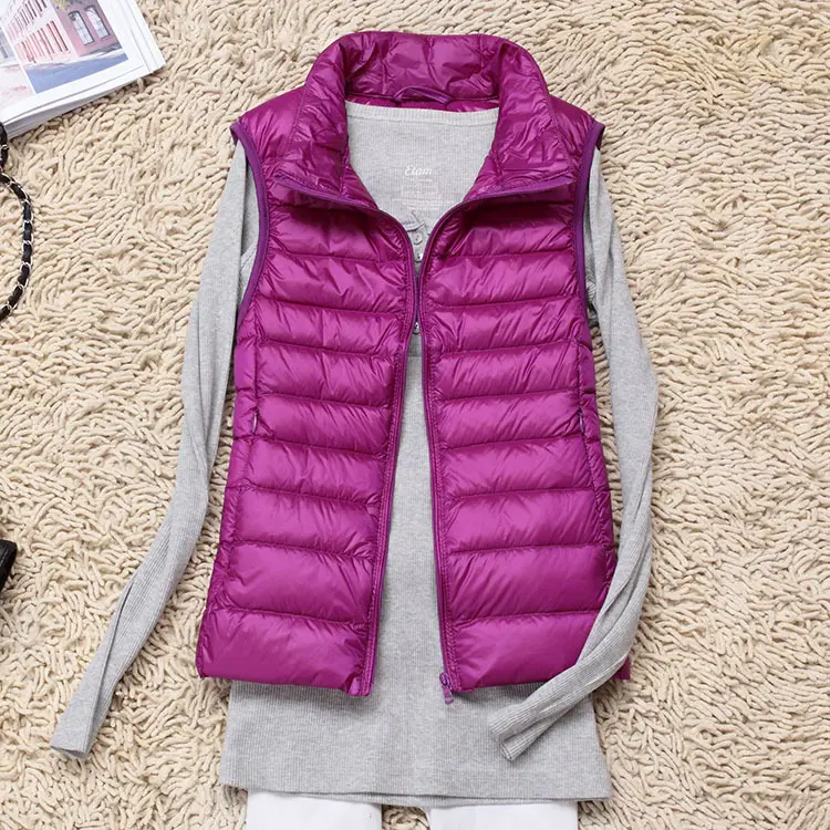 Women's Maroon Puffer Vest Slim Fit Korean Style - Image 10