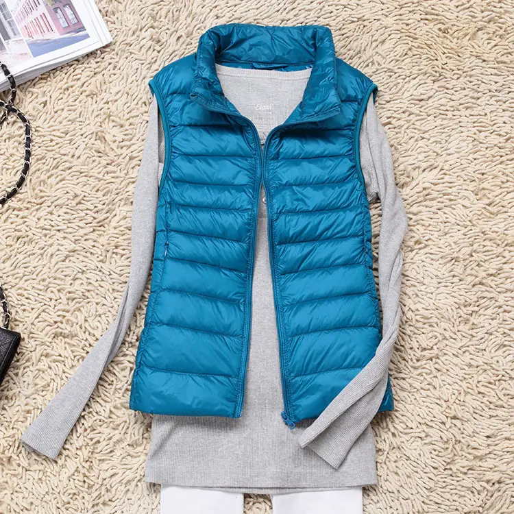 Women's Maroon Puffer Vest Slim Fit Korean Style - Image 11