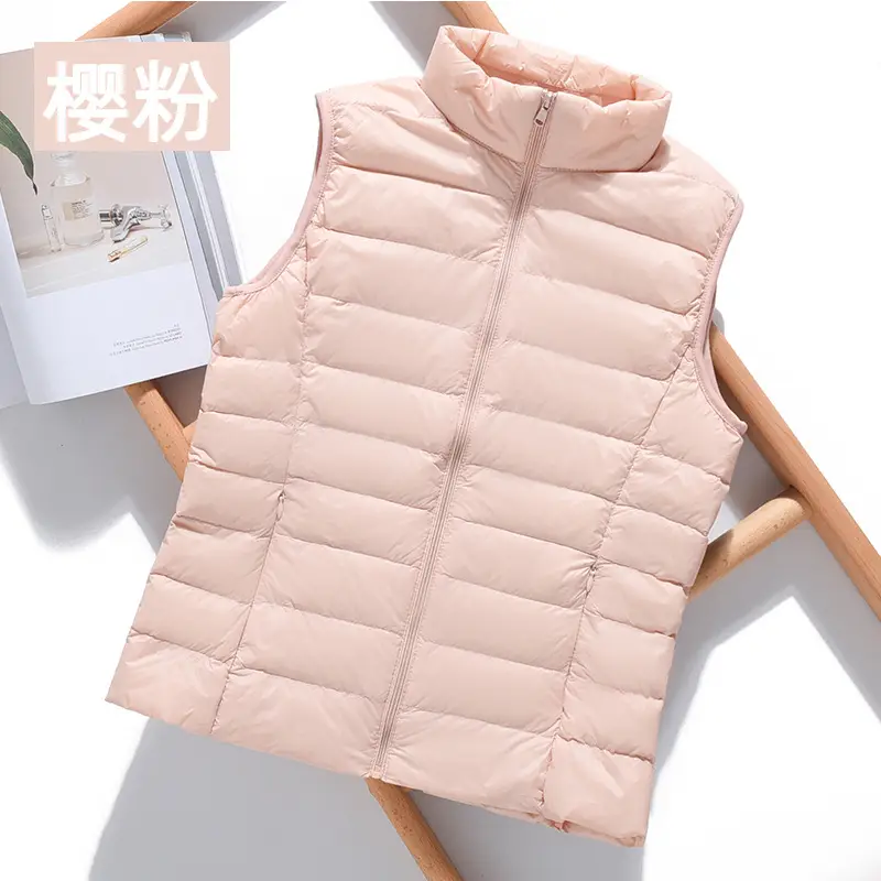 Women's Maroon Puffer Vest Slim Fit Korean Style - Image 15