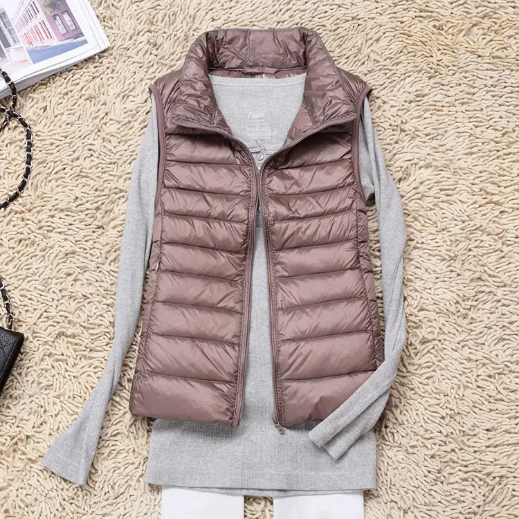 Women's Maroon Puffer Vest Slim Fit Korean Style - Image 2