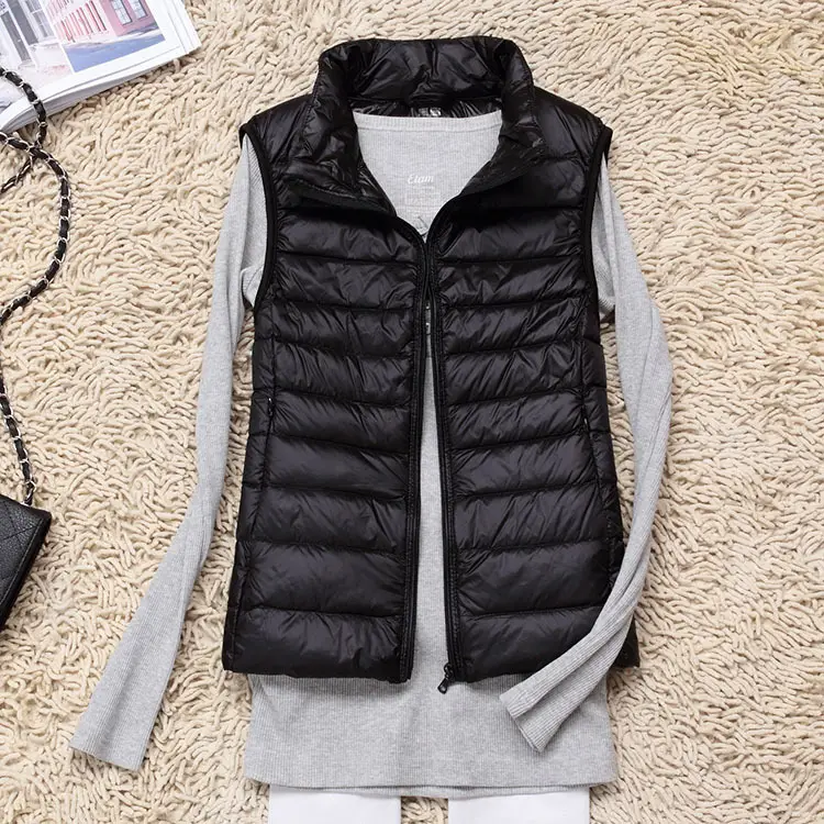 Women's Maroon Puffer Vest Slim Fit Korean Style - Image 4